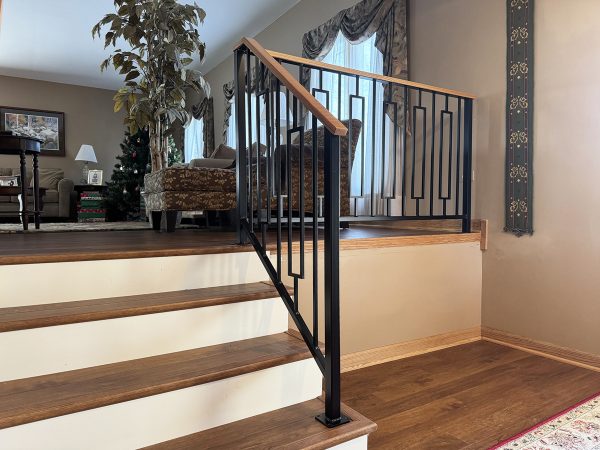 Custom interior stair railing with rectangles | Interior Custom Railings