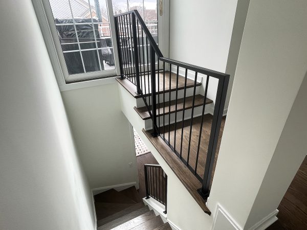 Interior modern railing with vertical pickets