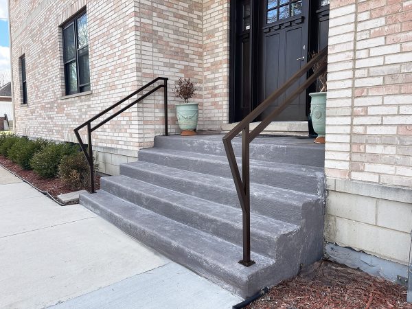 Exterior custom decorative handrails painted brown | Custom Handrail Near Me