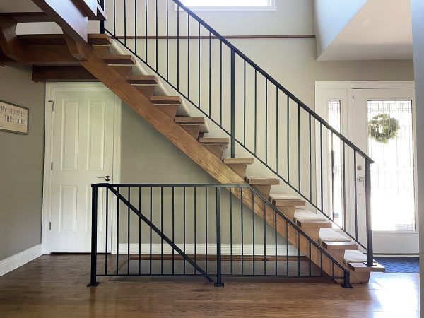 Interior modern railing with vertical pickets