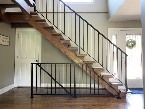 Interior modern railing with vertical pickets