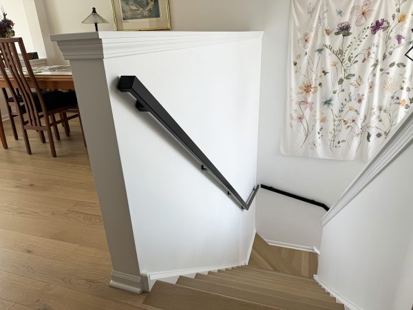 Interior wall handrails with hidden flanges