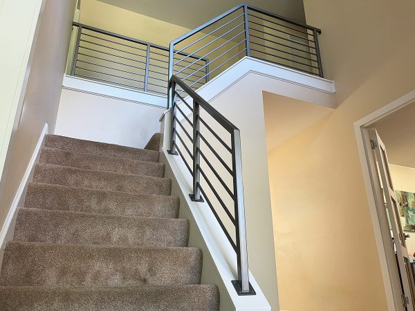 Horizontal railing set painted platinum silver | Best Chicago Railings