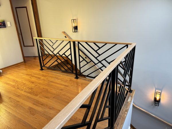 Interior chippendale railing with red oak cap