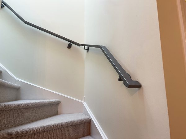 Interior wall handrail painted platinum silver
