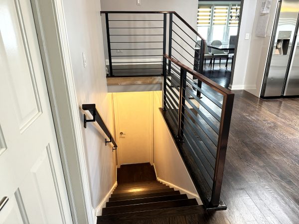 Interior custom railing with wood frame