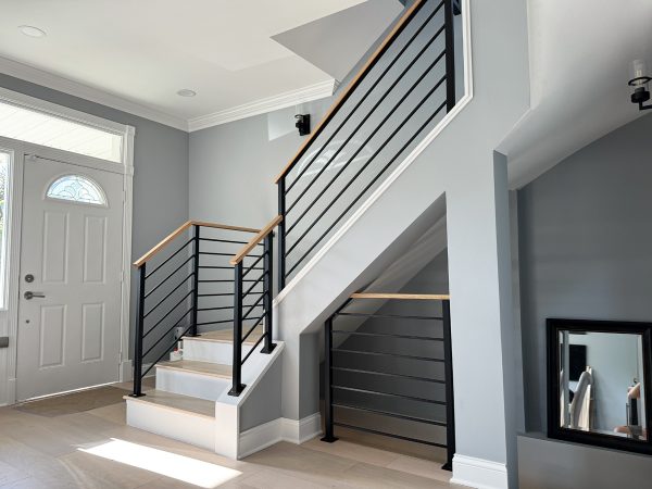 Custom horizontal railings for living room