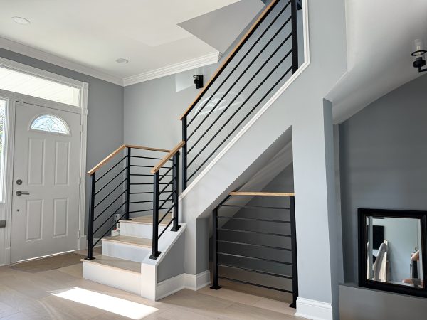 Custom horizontal railings for living room