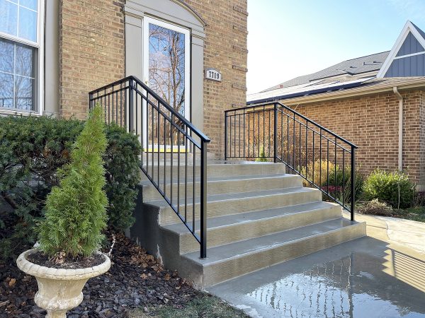 Exterior railings for concrete steps