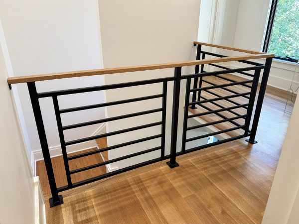 Balcony Railing with gridline design and oak handrail