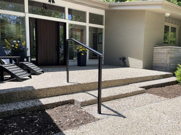 Exterior custom handrail with flat top