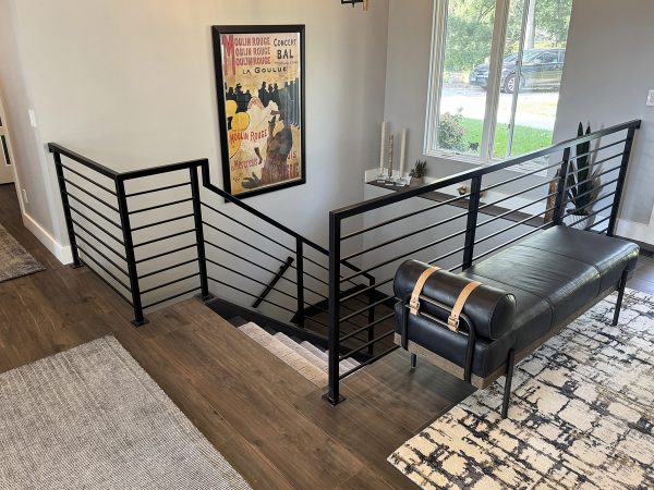 Horizontal railings with square bars