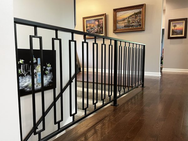 Interior Railing With Custom Rectangular Balusters