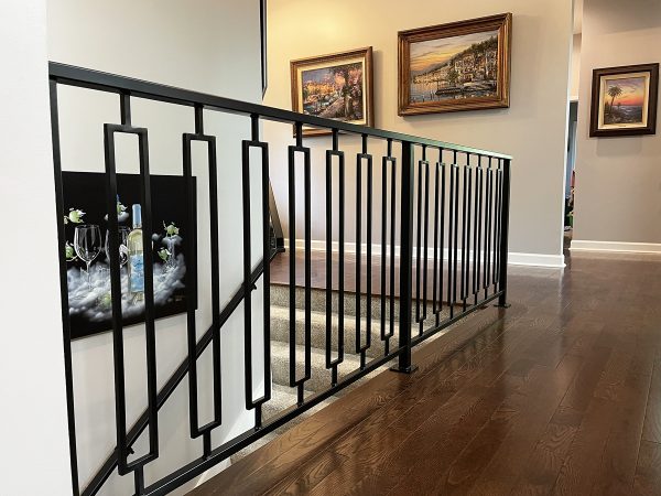 Interior Railing With Custom Rectangular Balusters