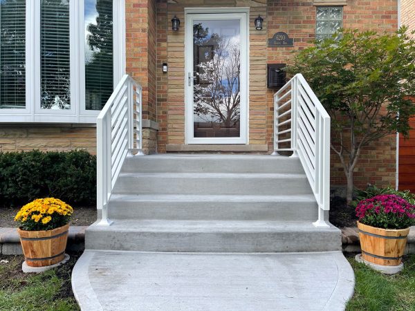 Exterior modern custom railing for front porch | Best Chicago Railings