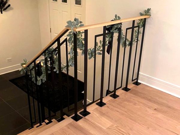 Custom interior railing with a squared zig zag pattern | Best Chicago Railings